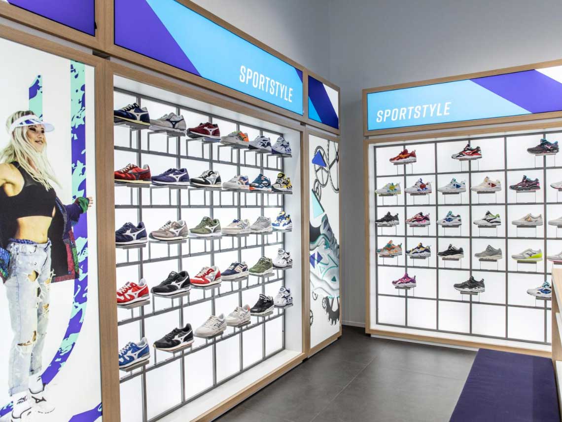 Un corner ispirato alle linee essenziali del design giapponese per il marchio preferito dei runners Mizuno